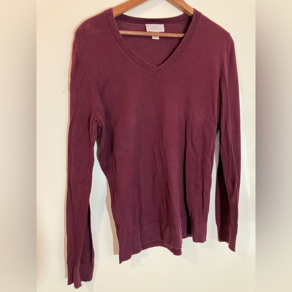 Lightweight Loft, sweater, color, cranberry color, size women’s large petite